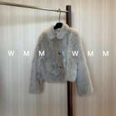 WMM托斯卡纳奶茶色翻领皮毛一体女毛毛外套纯色秋冬保暖时尚 新款