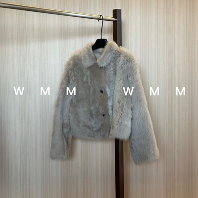 WMM托斯卡纳奶茶色翻领皮毛一体女毛毛外套纯色秋冬保暖时尚新款