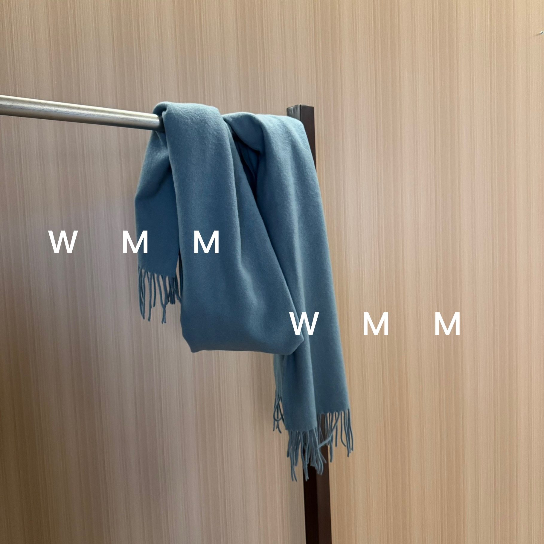 WMM湖蓝纯色羊毛围巾时尚百搭冬季披肩加厚双面简约高级大气女