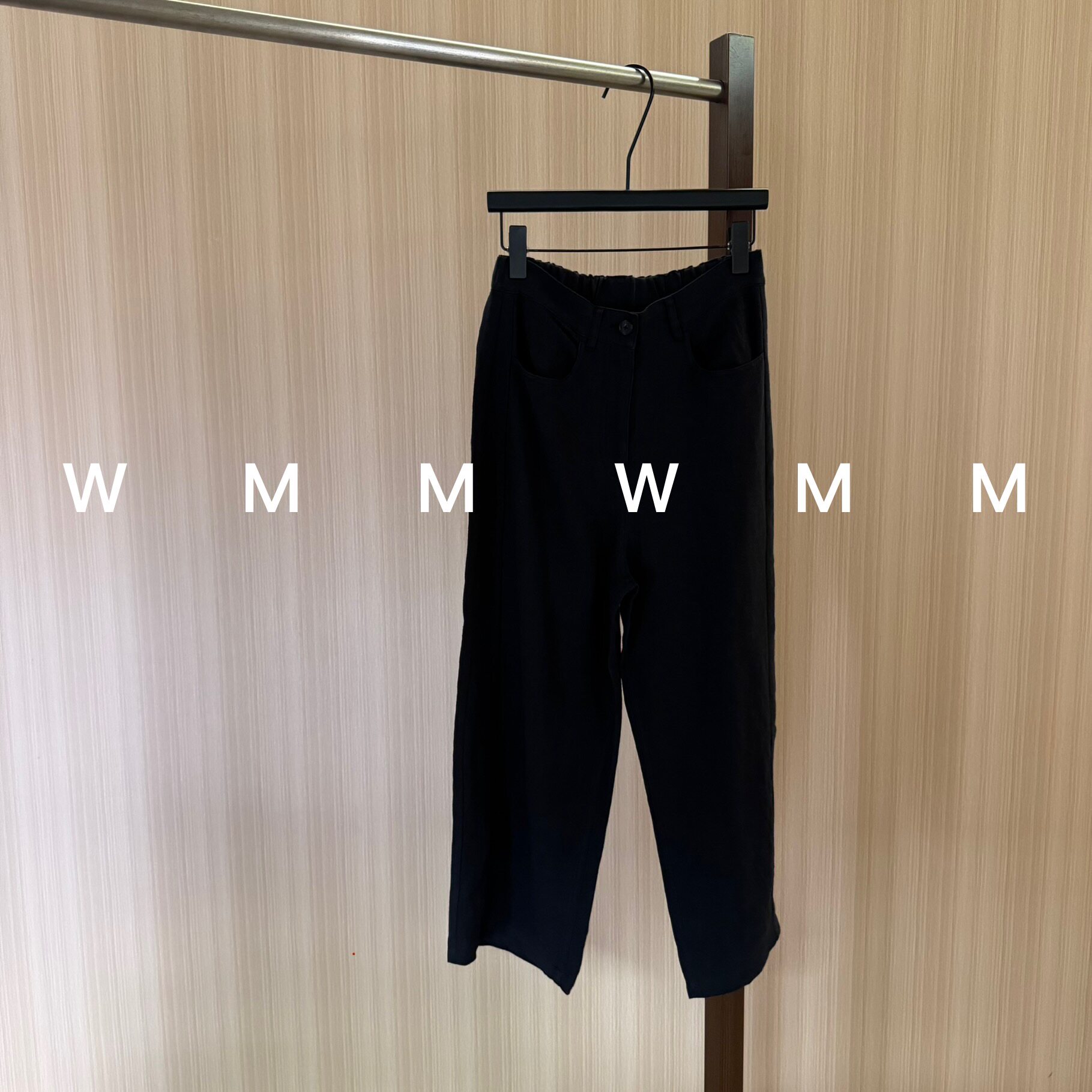 WMM进口汉麻黑色阔腿裤女新款休闲百搭韩时尚舒适显瘦简约九分裤