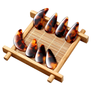 碧瑶古筝指甲专业演奏儿童专用玳瑁色初学者成人双面弧摇指义甲片