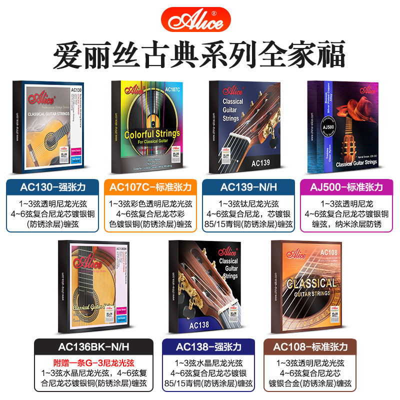 三装爱丽丝古典吉他弦一根尼龙铉线张力古典琴弦