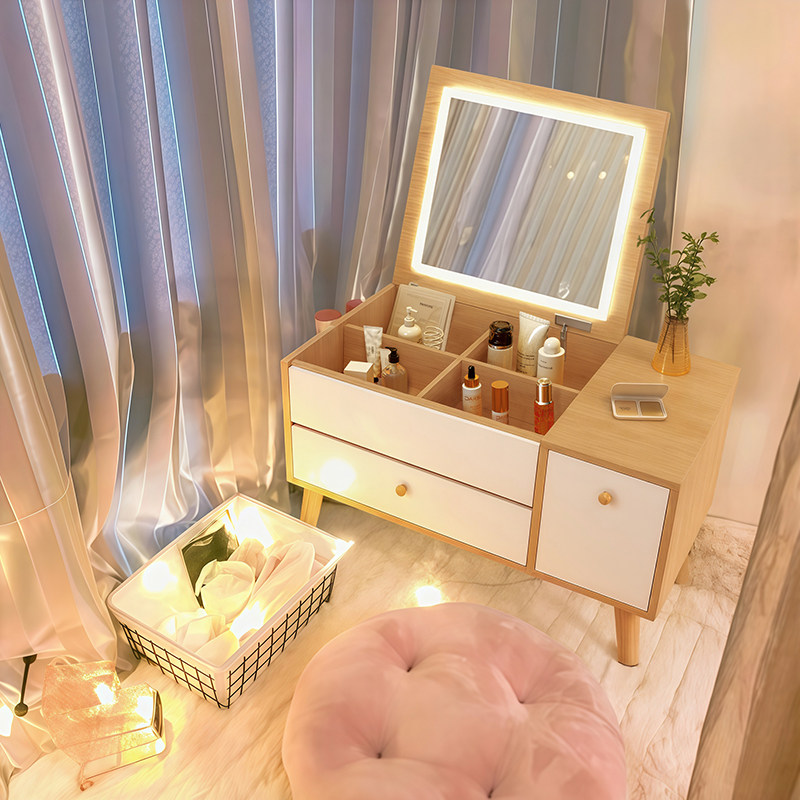 飘窗化妆台收纳柜一体你化妆桌卧室简约现代2025新款小户型化妆台