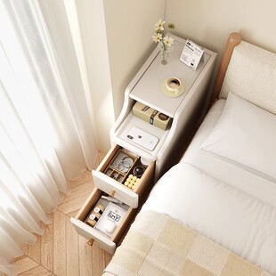 实木床头柜小型超窄简约现代20cm窄边柜白色床边侧边柜床头置物架