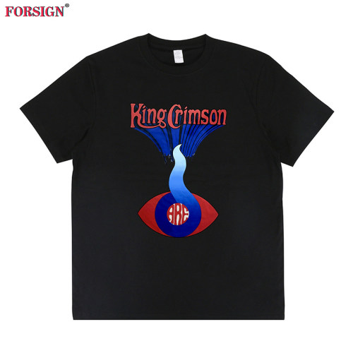 克里姆森国王King Crimson band摇滚乐队复古短袖T恤字母男女