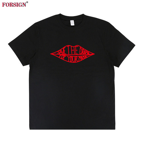 老友记Friends美剧save the drama for your mama红唇短袖T恤男女