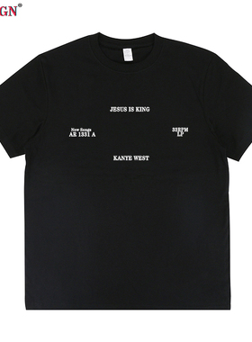 侃爷kanye west专辑字母jesus is king嘻哈潮牌短袖T恤男女饶舌