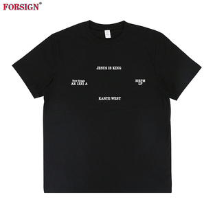 king嘻哈潮牌短袖 T恤男女饶舌 west专辑字母jesus 侃爷kanye