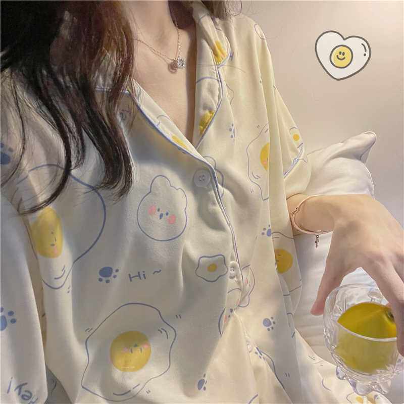 软妹子日系ins潮荷包蛋甜美少女睡衣女短袖短裤学生家居服两件套