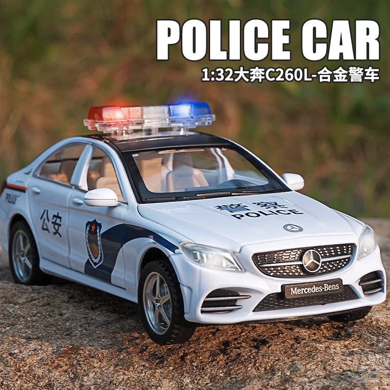 6开门大号合金警车声光回力玩具