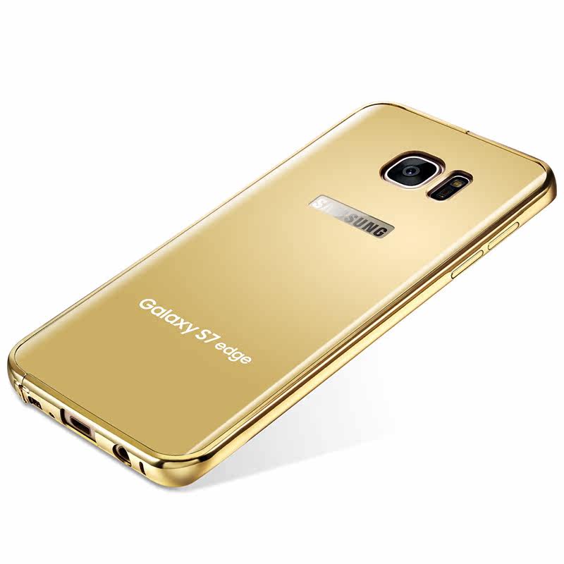 KXX Luxury Electroplate Stainless Steel Metal Bumper Acrylic Mirror Back Cover Case for Samsung Galaxy S7 Edge