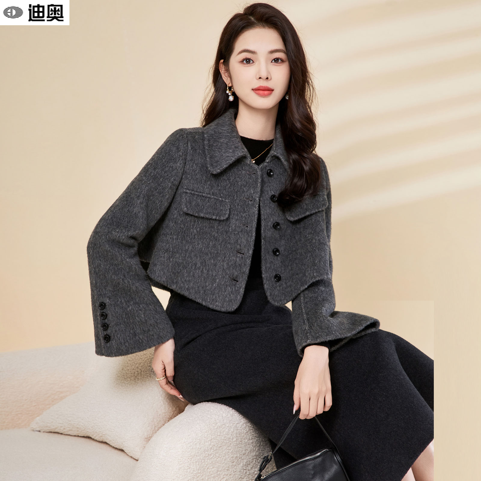 小个子短款双面呢羊毛大衣