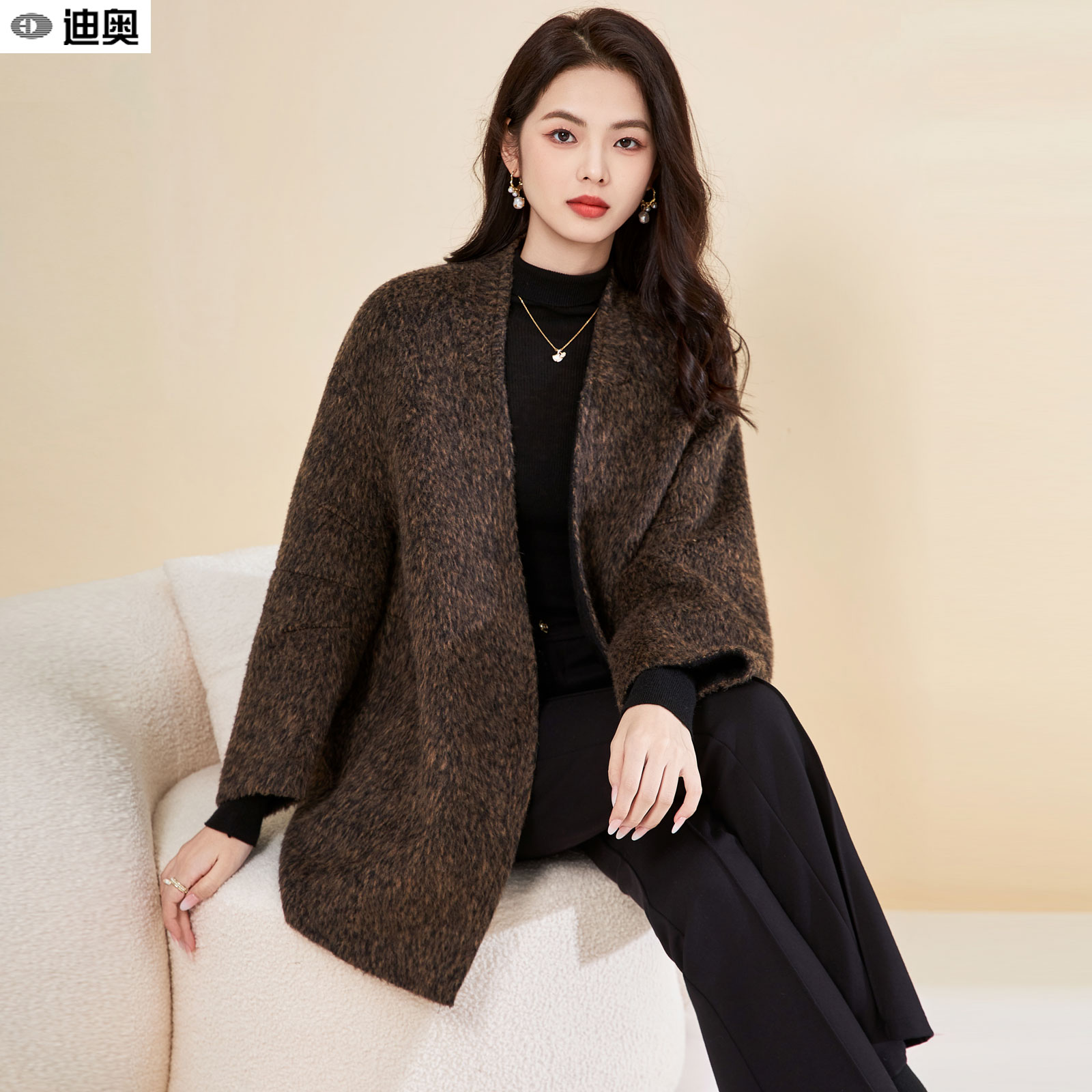 迪奥双面呢羊毛大衣复古毛呢外套