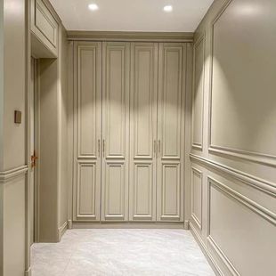 法式酒柜实木橡胶木衣帽间餐边柜步入式一门到顶鞋柜全屋定制