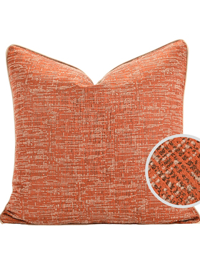 『西雅图』轻奢橙色线条纹方抱枕设计师样板间方靠枕酒店售楼处