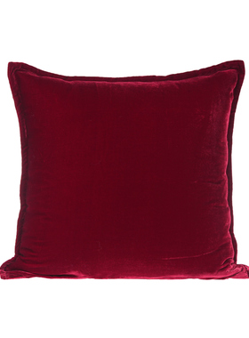 『臻品』高端真丝桑蚕丝绒红色抱枕复古砂面新品样板间腰枕靠垫