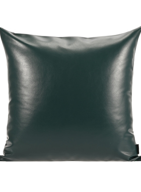 『莫兰迪』光面纹理深绿色皮革设计师搭配沙发高级冰感抱枕方枕腰