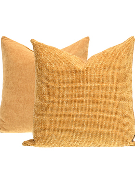 高端黄色粗亚麻现代简约样板间客厅沙发售楼处民宿方枕抱枕腰枕套