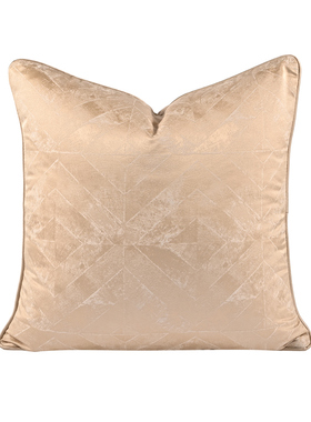 『丝绸之路』高端玫瑰金黄色抱枕几何线条贡缎美式现代样板间酒店