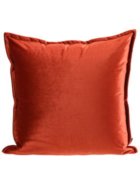 『丝光』新品高端真丝绒橙红色丝绒抱枕高级感方枕腰设计枕样板间
