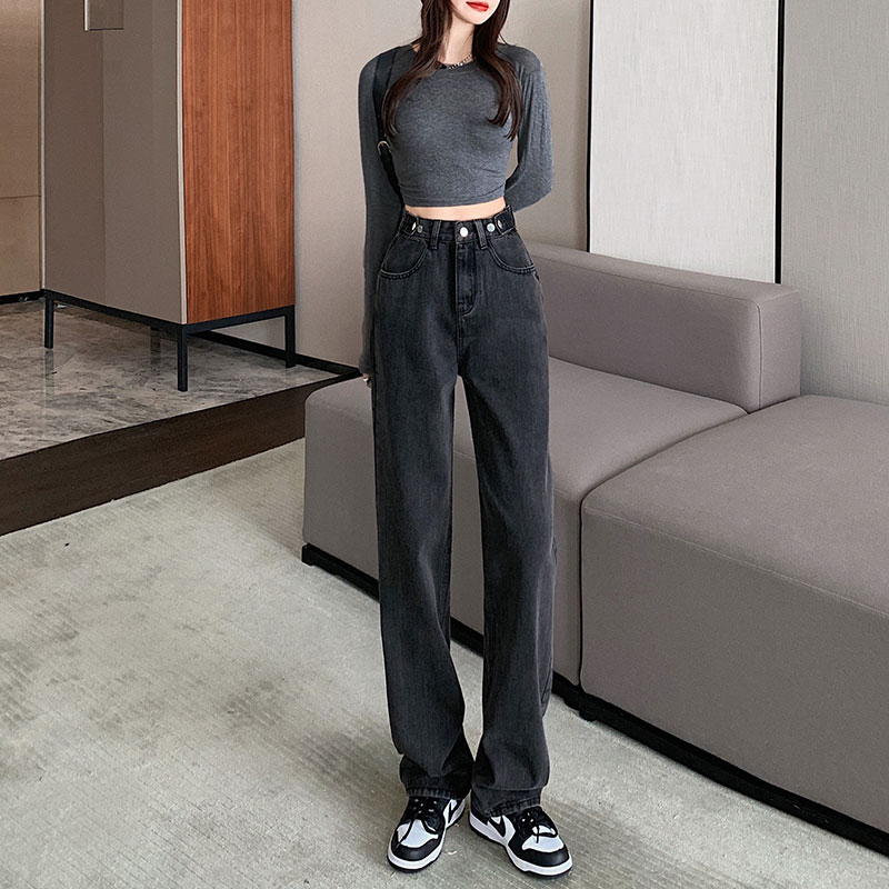 3XJ高腰直筒阔腿牛仔裤女宽松春秋2022年显瘦垂感拖地裤子is高街_春之物语Manco_女装/女士精品-第2张图片-提都小院
