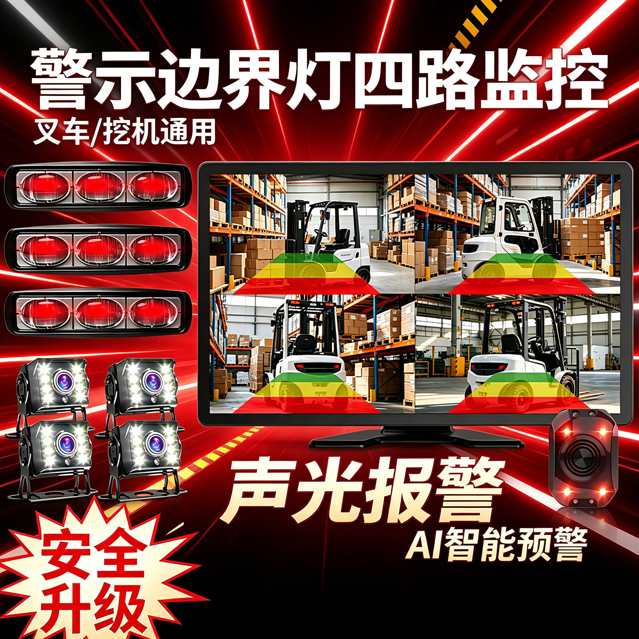 掌尚叉车雷达挖机示廓灯记录仪