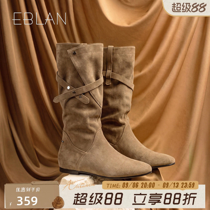伊伴内增高交叉扣带西部长筒靴女图片