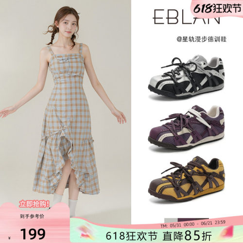 EBLAN/伊伴花式绑带休闲德训鞋女