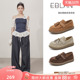一脚蹬软底流苏乐福单鞋 EBLAN 新款 女2026春季 伊伴复古厚底勃肯鞋