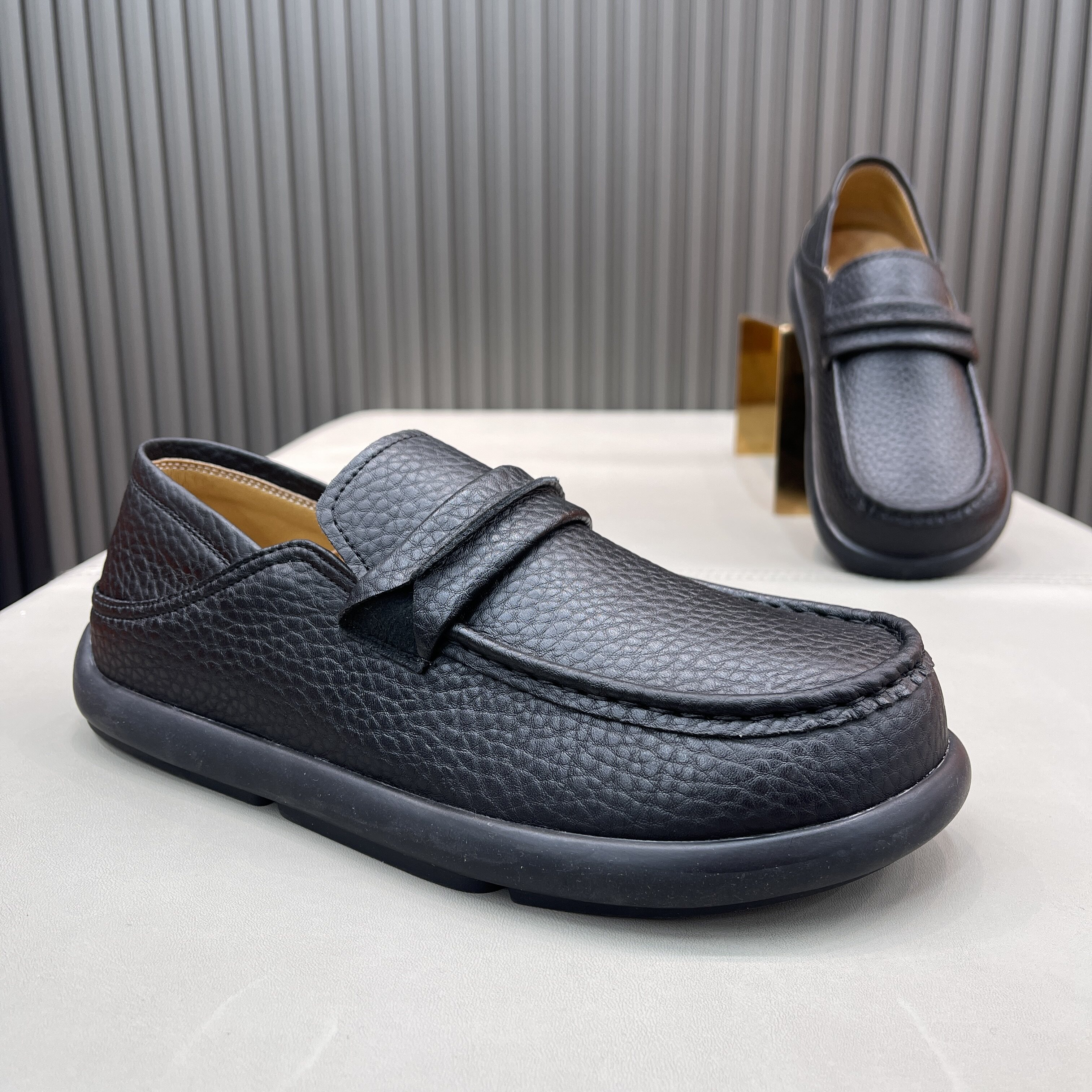 男鞋商务休闲一脚蹬方头乐福鞋2026春季新款低帮软底懒人鞋豆豆鞋