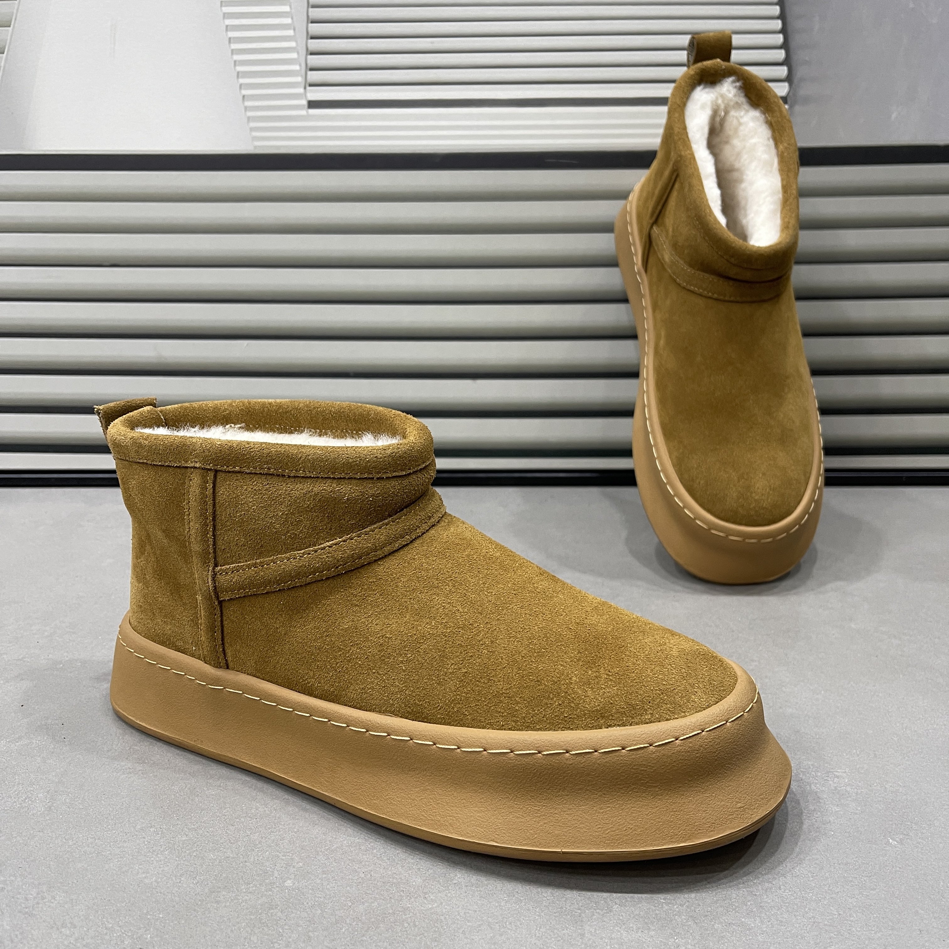 男鞋复古头层牛皮高帮棉鞋2025冬季新款加绒保暖雪地靴一脚蹬短靴,流行男鞋,老爹鞋,淘宝优惠券,粉丝福利购,淘宝优惠卷