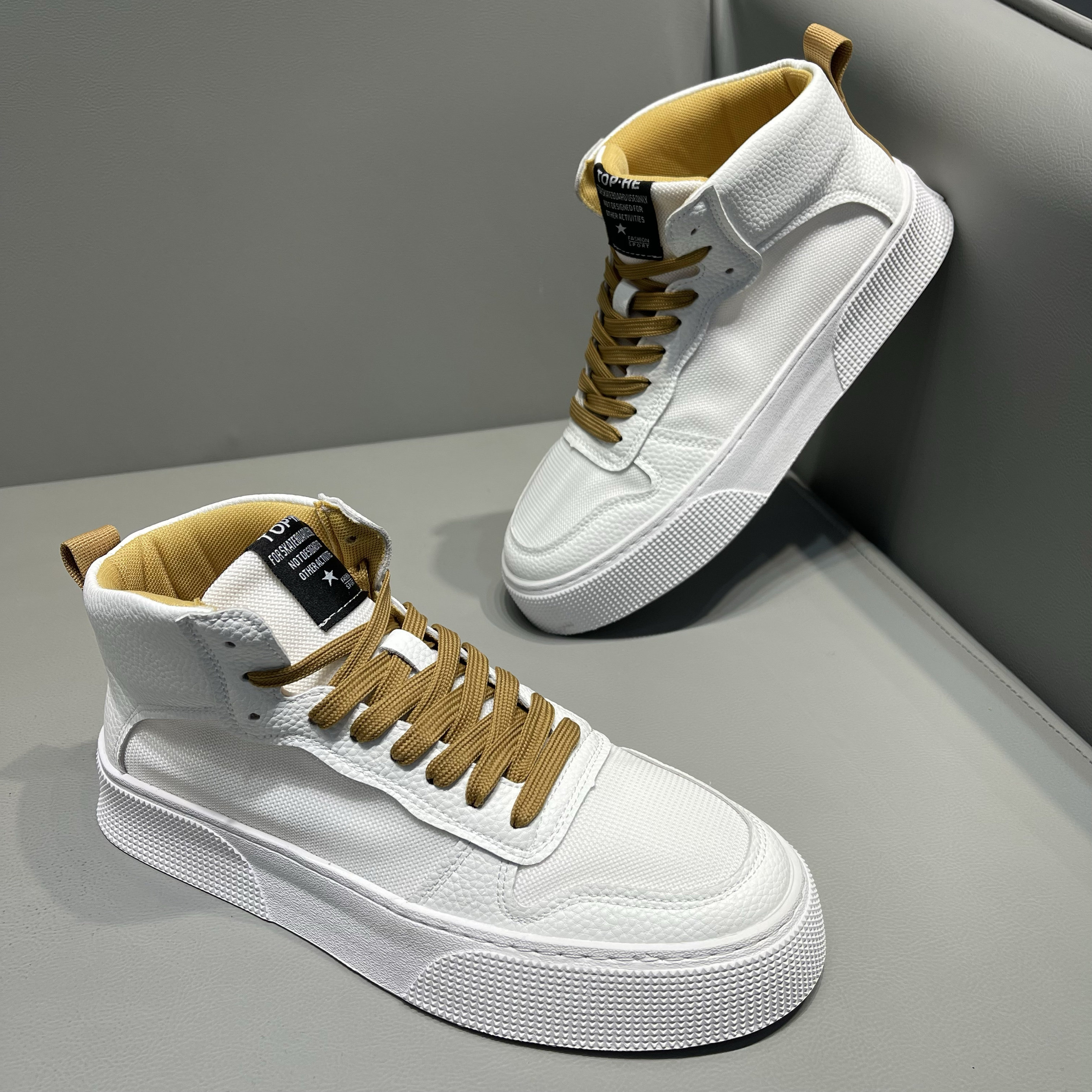 男鞋韩版高帮运动休闲鞋2024夏季新款时尚青年小白鞋网布透气板鞋