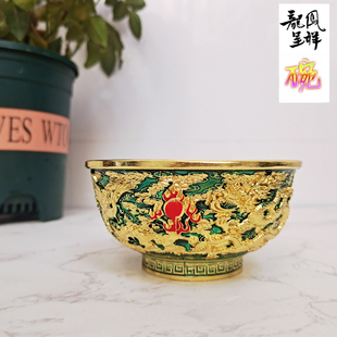 古玩杂项收藏大清乾隆年制腾盛世龙凤碗合金双龙戏珠碗龙