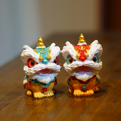 国潮佛山舞狮醒狮创意摆件