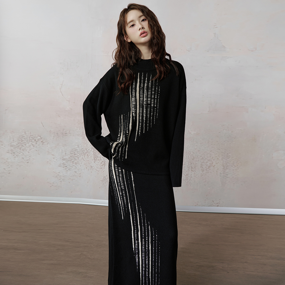 JfYanYan设计感小众套头针织毛衣