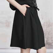 海盐黑巧 轻薄夏裤 黑色短裤 JfYanYan 休闲宽松2025新款 女款 阔腿裤