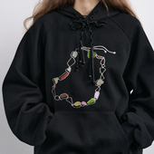 AlbertaStone 彩石印花帽衫 女款 JfYanYan 2025新款 刺绣连帽卫衣