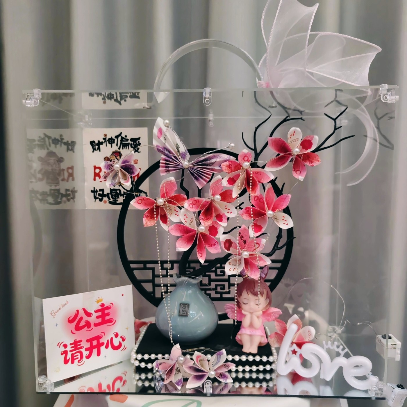 发财树有钱花材料包亚克力礼盒送朋友闺蜜节日生日礼物简约风格