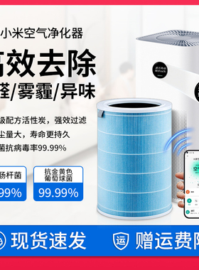 适配小米空气净化器滤芯2S/123代4ProH除甲醛抗菌病毒4lite过滤网