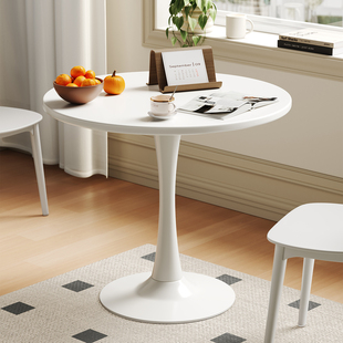 圆形餐桌小户型出租房家用吃饭桌子奶茶店咖啡店简约洽谈桌椅套装