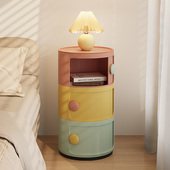 床头柜简约现代卧室圆形床头置物架收纳箱迷你个性 创意塑料小柜子