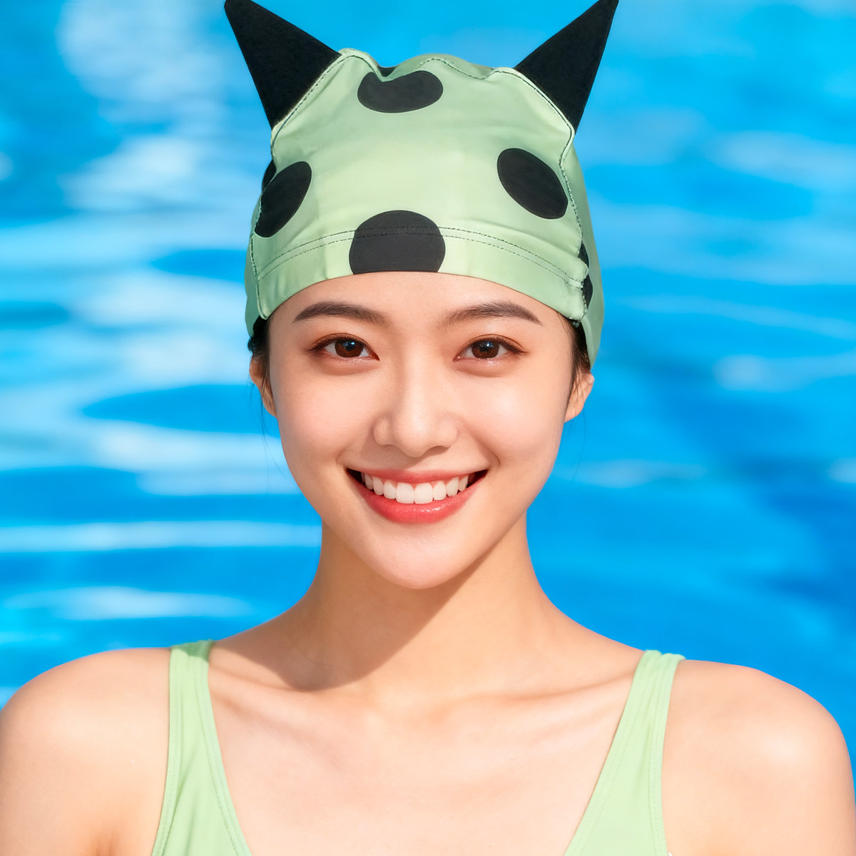 新款泳帽女长发成人PU防水洋气时尚可爱不勒头泡温泉度假款游泳帽