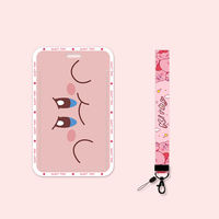 Cute pink Kabi card holders in an ins style, meal cards, campus student cards, work badges, access control cards, name tags, bus cards, and sliding covers thumbnail 4
