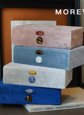 双层便捷天然宝石天鹅绒布首饰盒