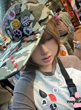 RED ICEPHK原创恶搞超长15CM夸张Y2k亚文化徽章小众迷彩棒球帽