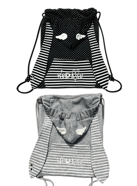 REDICE 波点亚萌天使翅膀日系少女可爱抽绳兔耳朵包帽子袋子包