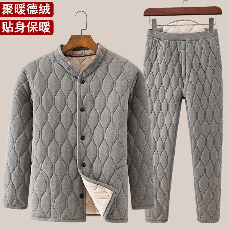 中老年男士棉服德绒保暖男款棉袄棉衣