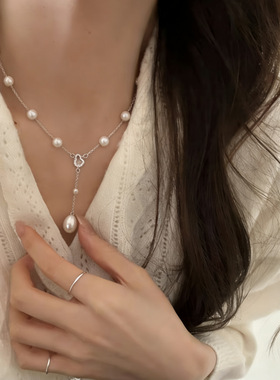 满钻葫芦满天星珍珠项链轻奢高级感长款Y字显瘦锁骨链流苏颈链潮