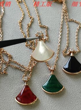 名媛贝母扇子裙子项链满钻银色锁骨链质感轻奢简约气质简约颈链潮