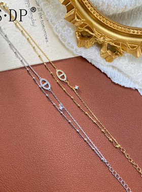 复古独特设计感超闪猪鼻子双层手链气质时尚轻奢百搭字母cd手串潮